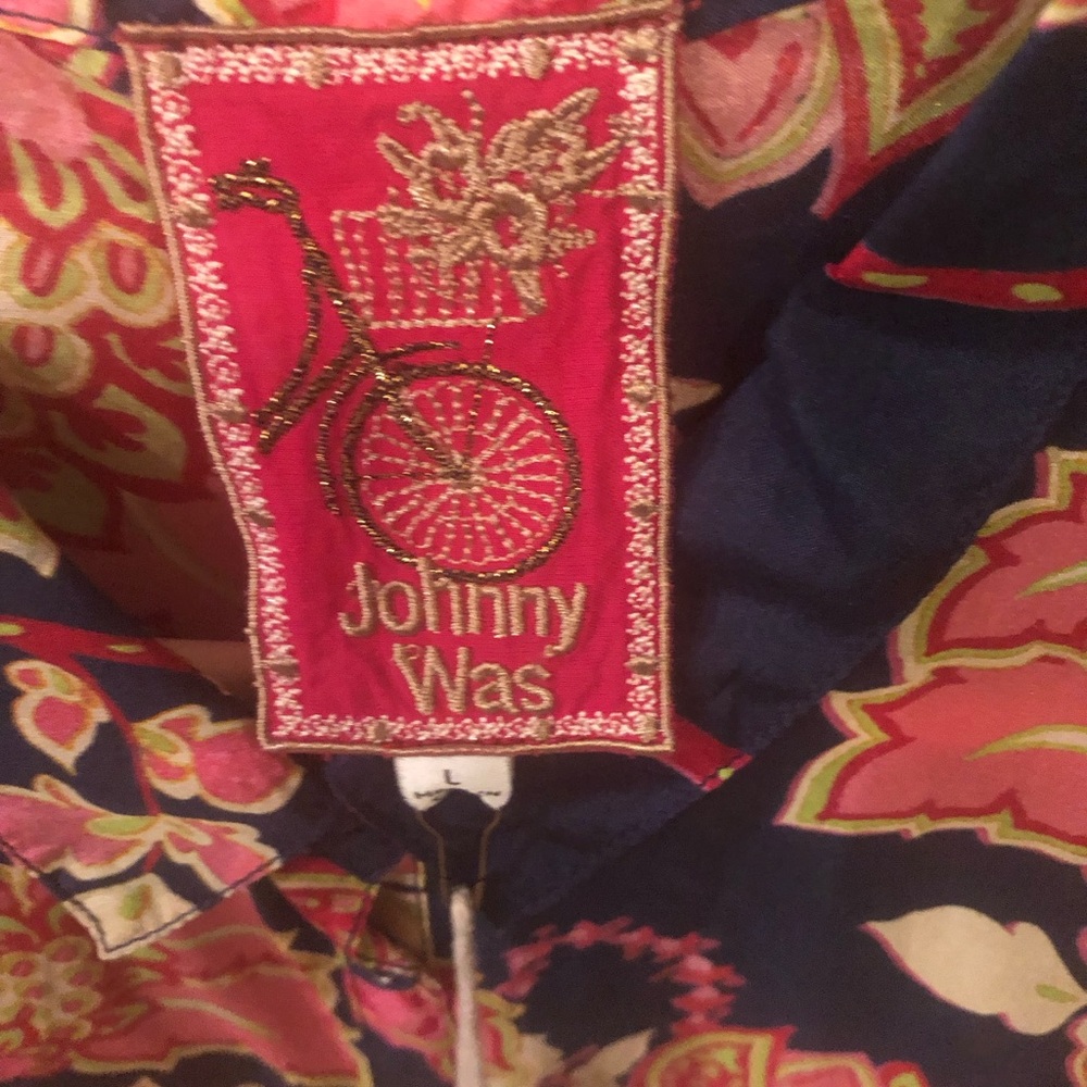 JOHNNY WAS MONTREUX FLORAL SILK SIZE L - Picture 10 of 11